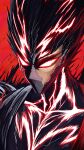  1boy absurdres blank_eyes garou_(one-punch_man) highres male_focus one-punch_man re_naya red_background solo spiked_hair 