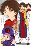  brown_eyes brown_hair chinese_clothes dual_persona hand_up hat koenma male_focus multiple_views older pacifier ponto1588 scarf younger yu_yu_hakusho 
