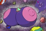 2022 anthro areola astronomical_hyper big_areola big_breasts big_nipples blue_eyes blue_mouth breasts cel_shading close-up colored digital_media_(artwork) female generation_7_pokemon heart_symbol huge_areola huge_breasts huge_nipples hyper hyper_areola hyper_breasts hyper_nipples nintendo nipples no_pupils open_mouth open_smile pink_areola pink_nipples planet planet_between_breasts poipole pokemon pokemon_(species) purple_body purple_tail shaded smile solo space tail ultra_beast unowo