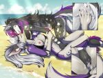 2018 4:3 5_fingers accessory anthro anthro_on_anthro anthro_penetrated anthro_penetrating anthro_penetrating_anthro areola arm_grab arm_markings arm_tuft ayre barely_visible_pawpads beach bent_arm bent_legs big_ears black_bra black_claws black_clothing black_hair black_thong black_underwear blue_eyes bodily_fluids bra bra_aside breasts calf_tuft canid canine canis cheek_tuft claws clothed clothing clothing_aside cloud countershade_fur countershade_tail countershade_torso countershading crescent_moon_(marking) cutaway day digital_media_(artwork) duo ear_markings ear_tuft elbow_tuft eye_contact eyebrows eyelashes face_to_face facial_markings facial_tuft female female/female female_anthro female_on_bottom female_on_top female_penetrated female_penetrating female_penetrating_female finger_claws fingering fingering_partner fingers fox fur fur_markings genital_fluids grey_body grey_ears grey_fur grey_hair grey_markings grey_spots hair hair_accessory hair_ring hand_on_arm head_markings highlights_(coloring) humanoid_hands inner_ear_fluff interspecies kissing laralila leg_markings leg_tuft long_hair looking_at_another looking_at_partner lying mammal markings moon_(marking) mottled mottled_body mottled_fur mutual_fingering mutual_vaginal mutual_vaginal_penetration navel nipples on_back on_bottom on_ground on_top open_mouth outside pattern_bra pattern_clothing pattern_topwear pattern_underwear pawpads penetration pink_areola pink_body pink_fur pink_highlights pink_nipples pink_pawpads pointy_ears prick_ears purple_body purple_eyes purple_fur purple_nose ring_(marking) sam_(xxzypherxx) sand seaside sex shaded skimpy sky sparkles spots spotted_body spotted_ears spotted_fur spotted_markings striped_bra striped_clothing striped_topwear striped_underwear stripes tail thigh_markings thong tongue tongue_out topwear tuft underwear underwear_aside vaginal vaginal_fingering vaginal_fluids water white_body white_countershading white_fur white_inner_ear white_inner_ear_fluff white_markings white_spots wolf