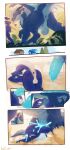 abdominal_bulge absurd_res all_the_way_through animal_genitalia anthro anthro_on_feral anthro_penetrated anus balls bestiality black_anus black_horn black_knot black_penis blue_body blue_claws blue_eyes blue_fur blue_penis blue_scales bodily_fluids butt claws comic cum cum_inflation cum_inside dragon duo erection feral feral_penetrating feral_penetrating_anthro firondraak fur furred_dragon furred_scalie genital_fluids genitals green_eyes hi_res horn inflation ivnis knot male male/male mane mythological_creature mythological_scalie mythology penetration penis perineum raised_tail rhysek scales scalie sex sheath tail white_body white_fur white_mane white_scales