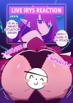  1girl ass black_horns black_panties blue_eyes hololive hololive_english horns irys_(hololive) irys_(irys_2.0)_(hololive) jdpr panties purple_eyes purple_hair solo through_wall underwear virtual_youtuber 