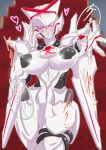  1girl a.k.o.t. absurdres black_nipples blush colored_nipples heart helmet highres mecha no.1_sentai_gozyuger no_humans open_mouth purple_eyes queen_tegajune robot solo solo_focus super_sentai tegajune tokusatsu 