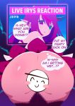  1girl ass black_horns blue_eyes bottomless hololive hololive_english horns irys_(hololive) irys_(irys_2.0)_(hololive) jdpr purple_eyes purple_hair solo through_wall underwear virtual_youtuber 