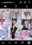  1girl 1other ;d absurdres ame-chan_(needy_girl_overdose) arm_up bandaged_leg bandages black_eyes black_socks blonde_hair blood blood_on_bandages blue_nails blue_serafuku blunt_bangs bow character_doll chest_bow chouzetsusaikawa_tenshi-chan cloud cloudy_sky colored_tips diagonal_bangs doll dripping eyeshadow fake_screenshot fake_transparency glitch hair_bow hair_ribbon hair_salon halo hand_on_own_face headband heart heart-shaped_pupils highres holding holding_phone holographic_clothing implied_self-harm knee_up knees_together_feet_apart leaning_back leotelier lipstick looking_at_viewer makeup makeup_palette multicolored_hair multicolored_nails multiple_hair_bows multiple_views nail_polish neck_ribbon needy_girl_overdose one_eye_closed open_mouth outdoors outside_border own_hands_together phone pien_cat_(needy_girl_overdose) platform_sandals quad_tails red_eyes red_nails ribbon sandals school_uniform selfie serafuku short_twintails sitting skirt sky smile socks solo suspender_skirt suspenders symbol-shaped_pupils taking_picture thigh_cutting tiktok twintails v white_hair wrist_cutting 