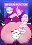  1girl ass black_horns blue_eyes bottomless cum cum_in_pussy hololive hololive_english horns irys_(hololive) irys_(irys_2.0)_(hololive) jdpr purple_eyes purple_hair solo through_wall underwear virtual_youtuber 