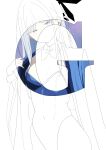  1girl absurdres blue_archive blue_coat blue_leotard bow bowtie breasts chanshiyu cleavage coat coat_on_shoulders collar collarbone commentary_request cowboy_shot detached_collar dot_nose fake_tail grey_eyes hair_over_shoulder halo highres leotard long_hair long_sleeves looking_at_viewer nagusa_(blue_archive) partially_colored rabbit_tail small_breasts solo strapless strapless_leotard tail white_hair 