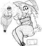 animal_humanoid anthro artist_name bedroom_eyes big_breasts big_butt black_clothing black_eyeshadow black_footwear black_high_heels breasts butt canid canine canis clothing domestic_dog edna_(scared_bum) eyeshadow female female_focus fishnet_clothing fishnet_legwear flask footwear ghastlybum hat headgear headwear high-angle_view high_heels humanoid legwear looking_at_viewer looking_off_screen looking_up makeup mammal mammal_humanoid narrowed_eyes potion_bottle scared_bum seductive shoes slightly_chubby slightly_chubby_female solo text thick_thighs witch_costume witch_hat