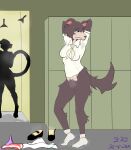 absurd_res anthro armpit_fetish armpit_sniffing background_character beastars belly blue_eyes bottomless bottomless_female bottomwear brown_body brown_fur canid canine canis casual_exposure casual_nudity cheetah clothed clothes_pile clothing communal_shower countershade_belly countershade_face countershade_neck countershade_torso countershading crotch_tuft dirty dirty_clothing dirty_socks duo feet felid feline female female/female footwear frown fur genitals gotadraw hands_behind_head head_tuft hi_res hip_tuft juno_(beastars) kerchief lace_panties lacy_underwear leg_tuft locker locker_room mammal musk musk_clouds musky_crotch musky_pussy neckerchief neckwear nose panties partially_clothed pink_clothing pink_panties pink_underwear public_shower raised_arms raised_tail school_uniform sheila_(beastars) shower_room skirt smelly smelly_armpits smelly_feet smelly_pussy sniffing socks sweat_stain tail tail_tuft tan_body tan_fur tuft underwear undressing uniform vulva white_clothing white_footwear white_socks wolf worried
