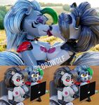 2025 3d_(artwork) absurd_res animatronic anthro anus areola bed black_nose breasts canid canine canis claws clothed clothing digital_media_(artwork) ear_piercing ear_ring english_text eyebrows feet female fingers five_nights_at_freddy&#039;s five_nights_at_freddy&#039;s:_security_breach furniture genitals glistening glistening_body green_claws green_highlights grey_hair hair helluva_boss hi_res highlights_(coloring) lipstick looking_at_viewer loona_(helluva_boss) lordwolf machine makeup mammal nipples open_mouth piercing pink_areola pink_nipples pointy_ears prick_ears purple_lipstick ring_piercing robot robot_anthro roxanne_wolf roxanne_wolf_(coolioart) scottgames solo steel_wool_studios text toes vulva wolf yellow_eyes