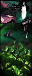 2025 abandonment absurd_res anthro bear_trap blood bodily_fluids bound burning chain chained clothing colored comic demon dialogue dirty_face english_text female fire forest forest_fire grass helluva_boss hi_res horn imp lizards0ck millie_(helluva_boss) overalls panicking plant portal red_eyes shaded solo speech_bubble sweat text trap_(contrivance) trapped tree watermark