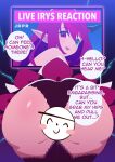  1girl ass black_horns black_panties blue_eyes hololive hololive_english horns irys_(hololive) irys_(irys_2.0)_(hololive) jdpr panties purple_eyes purple_hair solo through_wall underwear virtual_youtuber 