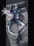 absurd_res anthro black_markings blue_body blue_tail clothed clothing dragon female female_anthro front_view gun hair hi_res holding_gun holding_object holding_ranged_weapon holding_weapon long_hair looking_at_viewer lying marie_merkh markings missing_arm mythological_creature mythological_scalie mythology nipples on_back orange_eyes panties ranged_weapon scalie solo striped_legs striped_markings striped_tail stripes tail tail_markings translucent translucent_clothing translucent_topwear underwear weapon white_body white_clothing white_hair white_panties white_tail white_underwear