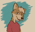  absurd_res anthro canid canine clothing fur hi_res male mammal orange_body orange_fur red_clothing simple_background solo tan_body tan_fur totobun 