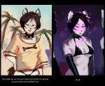 2025 absurd_res anthro armwear before_and_after bikini black_armwear black_bikini_top black_clothing black_collar black_latex black_thong black_underwear breasts brown_hair canid canine canis clothed clothed_anthro clothed_female clothing collar dialogue domestic_dog ear_piercing ear_ring english_text female fur grey_body grey_fur group hair hi_res hypnosis hypnotic_visor latex latex_armwear latex_bikini latex_clothing looking_at_viewer mammal mind_control pekorelle piercing profanity ring_piercing shirt solo_focus spiked_collar spikes swimwear t-shirt text thong topwear trio two-piece_swimsuit underwear visor