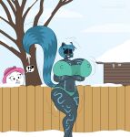  2013 anthro arms_under_breasts big_breasts bikini breasts building clothing cloud curvy_figure digital_media_(artwork) female fence hat headgear headwear hi_res house mammal mephitid navel nipple_outline open_mouth plant satsumalord sevoros_(neosanthrosoldier) shaking shivering skunk sky snow snowwoman solo swimwear thick_thighs tree voluptuous wide_hips 