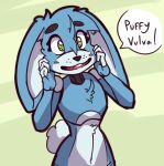 animatronic anthro blue_body blue_fur bluescreened blush chest_tuft digital_media_(artwork) dirty_talk english_text eyebrows eyelashes female five_nights_at_freddy&#039;s five_nights_at_freddy&#039;s_2 freckles fur green_eyes lagomorph leporid looking_at_viewer machine mammal multicolored_body multicolored_fur open_mouth open_smile rabbit robot scottgames shaded smile solo speech_bubble text toy_bonnie_(fnaf) tuft two_tone_body two_tone_fur white_body white_fur