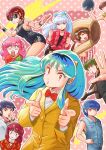  3boys 6+girls ^_^ akemi-chan_(nippon_elekitel_rengo) akemi-chan_(nippon_elekitel_rengo)_(cosplay) akira_100_percent akira_100_percent_(cosplay) annotated armband artist_name bare_arms benten_(urusei_yatsura) bike_shorts black_dress black_eyes black_hair black_pants black_shirt black_shorts blue_hair bow bowtie breasts brown_hair closed_eyes closed_mouth commentary cone_horns cosplay dandy_sakano dandy_sakano_(cosplay) denim denim_jacket double_finger_gun double_thumbs_up dress edo_harumi edo_harumi_(cosplay) eyeshadow facepaint facial_hair fangs finger_gun floating_hair fujinami_ryuunosuke geisha green_eyes green_hair guitar guitar_zamurai guitar_zamurai_(cosplay) hachimaki hair_bow hand_on_own_hip head_tilt headband holding holding_guitar holding_instrument holding_mallet holding_microphone holding_tray horns instrument jacket japanese_clothes jeans jewelry kimono kine koume_dayu koume_dayu_(cosplay) looking_at_viewer low_ponytail lum makeup mallet mendou_shuutarou microphone miyake_shinobu miz_mus moody_katsuyama moody_katsuyama_(cosplay) moroboshi_ataru mortar_(bowl) multiple_boys multiple_girls mustache necklace nejiri_hachimaki oni ono_majime_(cool_poko) ono_majime_(cool_poko)_(cosplay) open_hand oyuki_(urusei_yatsura) pants parody parted_lips pink_bow pink_hair pointy_ears ponytail ran_(urusei_yatsura) razor_ramon_hg razor_ramon_hg_(cosplay) real_life red_bow red_eyes red_eyeshadow red_jacket red_kimono shiowatari_nagisa shirai_kousuke shirt short_hair short_shorts shorts sideboob sidelocks skin_tight sleeveless sleeveless_jacket sleeveless_shirt smile standing sugi-chan sugi-chan_(cosplay) suit sunglasses thumbs_up tray twitter_username urusei_yatsura white_facepaint white_hair white_jacket white_shirt wristband yellow_bow yellow_jacket 