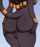accessory anthro anubian_jackal backsack balls big_breasts big_butt black_hair bracelet breasts butt butt_grab canid canine canis furgonomics genitals gold_(metal) gold_bracelet gold_jewelry gynomorph hair hair_jewelry hand_on_butt intersex jackal jewelry kiyathejackal_(character) littlesheep mammal nipples presenting presenting_hindquarters raised_tail rear_view solo tail tail_accessory tail_jewelry thick_thighs yellow_nipples