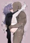  1boy 1girl after_kiss animal_ears ass_ripple black_dress cat_ears cat_girl clothed_female_nude_male clothed_sex dark-skinned_male dark_skin deep_penetration dress eye_contact hetero interracial looking_at_another nago_purin nude original saliva saliva_trail sex standing standing_sex tongue tongue_out 