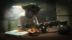 3d_(artwork) alcohol annoad anthro beverage black_hair breasts chromatic_aberration cigarette cigarette_in_mouth cigarette_smoke clothing container cup digital_media_(artwork) ear_piercing female food furniture hair hi_res holding_beverage holding_food holding_object holding_pizza hyena inside kitchen mammal medium_breasts mia_(annoad) mug object_in_mouth piercing pizza pizza_box pouring profanity shirt short_hair short_sleeves smoke smoking smoking_cigarette solo t-shirt table topwear whiskey white_clothing white_shirt white_t-shirt white_topwear