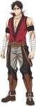  1boy anime_coloring bandaged_arm bandages belt black_eyes boots brown_boots clenched_hands dougi eguchi_mari full_body jacket looking_at_viewer male_focus muscular muscular_male open_clothes red_jacket rick_gladiatol shinmai_ossan_bokensha short_hair sleeveless solo standing v-shaped_eyebrows very_short_hair 