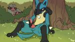  2022 animated anthro balls chest_spike flaaffy genitals group knot lucario male masturbation nintendo penis plant pok&eacute;mon pok&eacute;mon_(species) shrub spikes spikes_(anatomy) tavyapl tree video_games 