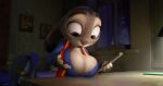  anthro big_breasts breast_rest breasts cleavage clothed clothing disney edit female holding_object judy_hopps lagomorph leporid mammal phone rabbit screencap solo tagme venjiiart zootopia 