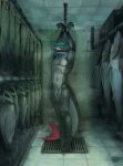  anthro arthropod ball_gag bdsm bee bodily_fluids bondage bound claws crying feral fish gag genitals hair half-erect hands_tied hi_res humanoid_genitalia humanoid_penis hymenopteran insect lil_beetle looking_at_viewer male marine nude penis scared scared_expression scared_face shark sharp_teeth solo standing tears teeth 