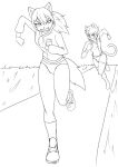 animal_humanoid asian_clothing bottomwear bulge buruma canid canid_humanoid canine canine_humanoid clothing east_asian_clothing felid feline female footwear fox_humanoid hair hi_res humanoid jacket japanese_clothing joykill legwear line_art long_hair looking_back male mammal mammal_humanoid natalie_(sunfish) race running shoes sketch smile socks tail thigh_highs topwear track_jacket