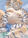  &lt;3 2022 anthro armpit_hair belly blush bodily_fluids body_hair censored clothing dain_4201 felid genitals hi_res humanoid_hands kemono lactating male male_lactation mammal moobs musk nipples overweight overweight_male pantherine penis solo sweat tiger underwear 