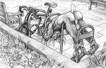 2025 animal_genitalia animal_penis anthro antlers anus ass_up balls bdsm bent_over bondage bound butt cervine cervine_genitalia cervine_penis deer duct_tape elk genitals hi_res hooves horn looking_at_viewer male mammal mo_(momamo) momamo nude penis public public_exposure public_nudity sketch solo tape tape_bondage traditional_media_(artwork) worried