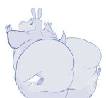  against_surface against_wall anthro big_butt butt chubby_female common_hippopotamus crescent-blue-zero dreamworks female floating_hands gloria_the_hippopotamus hands_on_wall hippopotamid huge_butt looking_back madagascar_(series) mammal obese obese_female overweight overweight_female simple_background sketch smile solo white_background 