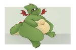  absurd_res anthro bandai_namco belly big_belly blush chubby_cheeks dig_dug dragon embarrassed fat_arms fygar hi_res kirbirb male obese overweight reptile scalie solo thick_thighs video_games wings 