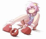  1girl buttons eyeball frilled_shirt_collar frills hair_ornament hairband heart heart_button heart_hair_ornament heart_of_string komeiji_satori long_sleeves non-web_source original pink_eyes pink_hair pink_skirt shimizu_pem short_hair skirt solo third_eye touhou 