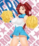  blush breasts brown_eyes cheerleader cleavage heroman large_breasts panties pom-poms pom_poms red_hair smile tonbidou underwear vera_collins 