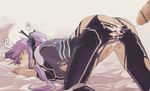  after_sex bad_id bad_pixiv_id bed censored cum cum_in_ass erection kamui_gakupo long_hair male_focus multiple_boys multiple_penises penis pointless_censoring ponytail purple_hair saki_(hxaxcxk) solo_focus testicles torn_clothes vocaloid yaoi 