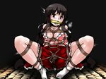  arms_behind_back bdsm black_hair blush bondage bound box_tie breasts crotch_rope frogtie gag gagged houraisan_kaguya lilish long_hair medium_breasts pussy_juice red_eyes rope shibari solo sweat tears touhou 