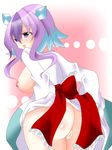  ass blue_eyes blush bow breasts froslass personification pokemon purple_hair pussy uncensored 