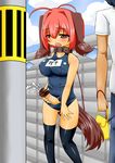  animal_ears blush breasts collar cum cumming cute dog_ears ejaculation erect_nipples exhibitionism futanari handjob large_breasts leash masturbation mister_x_(shojinn) one-piece_swimsuit open_mouth penis red_eyes red_hair school_swimsuit swimsuit tail thighhighs 