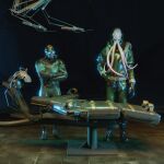  3d_(artwork) alien clothing combine digital_media_(artwork) duo gas_mask gloves handwear hi_res humanoid latex_gloves male mask mind_flayer ralic_turman restraining_table rubber rubber_clothing rubber_suit standing tentacles 