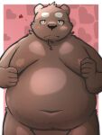  &lt;3 2022 anthro belly blush brown_body humanoid_hands kemono male mammal menmen_kesinn moobs navel overweight overweight_male solo ursid 