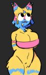 anthro big_breasts blue_body blue_fur breasts clothing female fur hailey_png lips pinata pink_body pink_fur solo thick_lips topwear tube_top wide_hips yatta_(dandy&#039;s_world) yellow_body yellow_fur