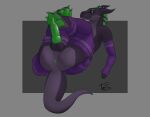  absurd_res anthro anus armwear balls bodily_fluids claws clothing dragon elbow_gloves feet foot_fetish foot_focus foot_on_penis foot_play genital_fluids genitals girly gloves green_anus green_eyes green_paws handwear hi_res knot legwear looking_at_viewer male pawpads paws penis precum purple_body scalie shy simple_background soles solo solo_focus tail thigh_highs totobun wyvern 