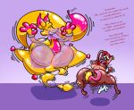 animal_humanoid bat belly_dancer_outfit big_breasts big_butt breasts brown_body brown_fur butt canid canid_humanoid canine canine_humanoid cartoon_eyes cartoon_gloves cartoon_physics clothing crossed_legs curvy_figure dialogue ear_piercing eyes_always_closed eyes_closed fangs female fizzi_the_fruit_bat floating fox fox_humanoid fur genie hair hammerspace hammerspace_hips hammerspace_pussy heart_eyes heart_symbol hi_res hourglass_figure humanoid hyper infinityartistix kitsune_youkai lips long_tongue mammal mammal_humanoid megabat onomatopoeia orange_clothing piercing pink_body puffy_long_sleeves red_hair simple_coloring simple_eyes simple_face sound_effects stretched_pussy stretching teasing teeth text thick_lips thick_thighs tongue toony toony_expression toony_eyes topwear tube_top wide_hips yellow_body
