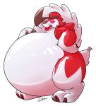  absurd_res ambiguous_gender animate_inanimate anthro balloon belly big_belly canid canine glistening glistening_body hand_on_stomach hi_res hyper hyper_belly inflatable inflation living_balloon living_inflatable lonewolfpro9 lycanroc mammal midnight_lycanroc nintendo pok&eacute;mon pok&eacute;mon_(species) red_body solo tongue tongue_out video_games white_belly 