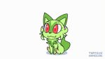  ambiguous_gender animated anthro feral green_body low_res nintendo pok&eacute;mon pok&eacute;mon_(species) red_eyes signature simple_background sitting solo source_request surprise surprised_expression video_games 