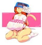  anthro areola basket big_breasts bottomwear breasts clothing container domestic_cat eyewear felid feline felis female footwear galacticmichi glasses katrina_fowler looking_at_viewer mammal nipple_outline nipples shirt shorts smile smiling_at_viewer socks solo t-shirt topwear translucent 