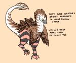  ambiguous_gender cassiopeia-rjg claws clothing dinosaur dromaeosaurid english_text feathered_wings feathers feral footwear reptile scalie simple_background socks solo text theropod toe_claws wings 