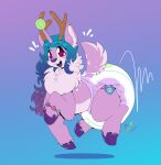  antlers ball big_diaper blue_hair bracelet clothed clothing cloven_hooves deer diaper diaper_fetish female feral fur gradient_hair hair hasbro hi_res hooves horn izzy_moonbow_(mlp) jewelry mammal maynara mlp_g5 multicolored_hair my_little_pony neck_tuft new_world_deer pink_body pink_diaper pink_fur purple_eyes purple_hair reindeer solo tennis_ball tuft two_tone_hair unicorn_horn wearing_diaper white_diaper 